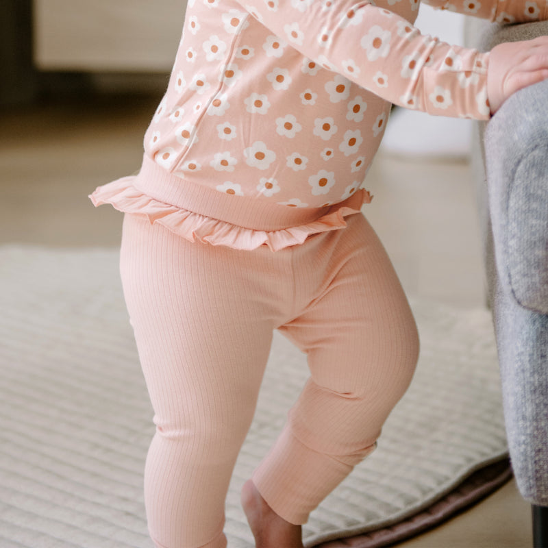 Frill Rib Legging - Pink Clay