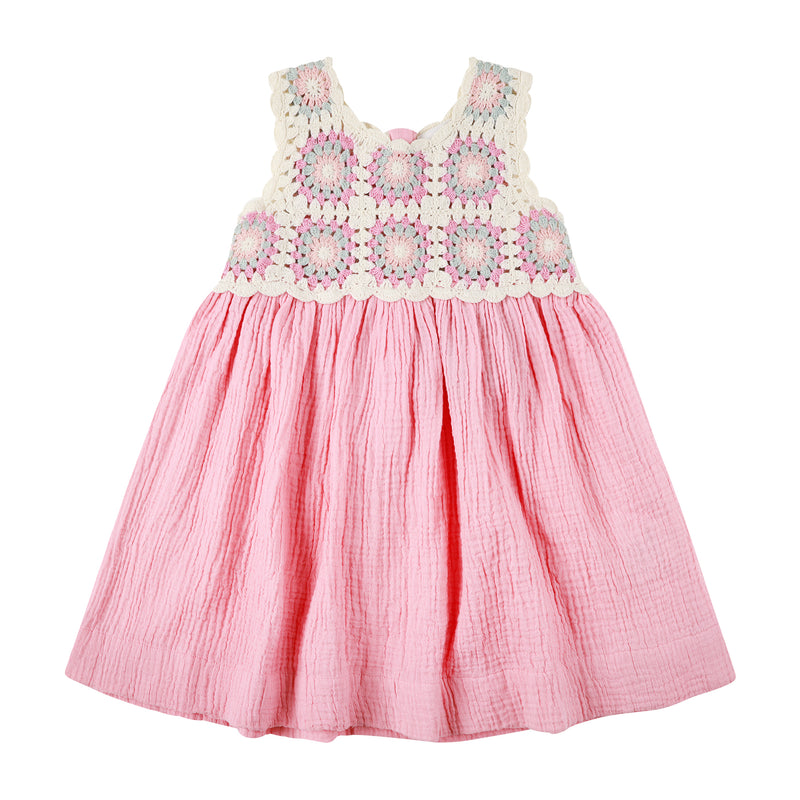 Crochet Woven Dress - Strawberry