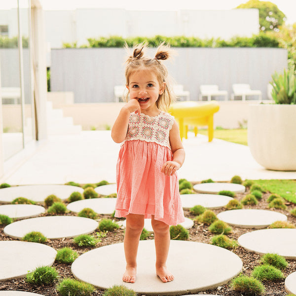 Crochet Woven Dress - Strawberry
