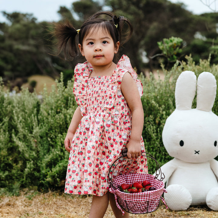 Miffy Smock Dress - Berry Check