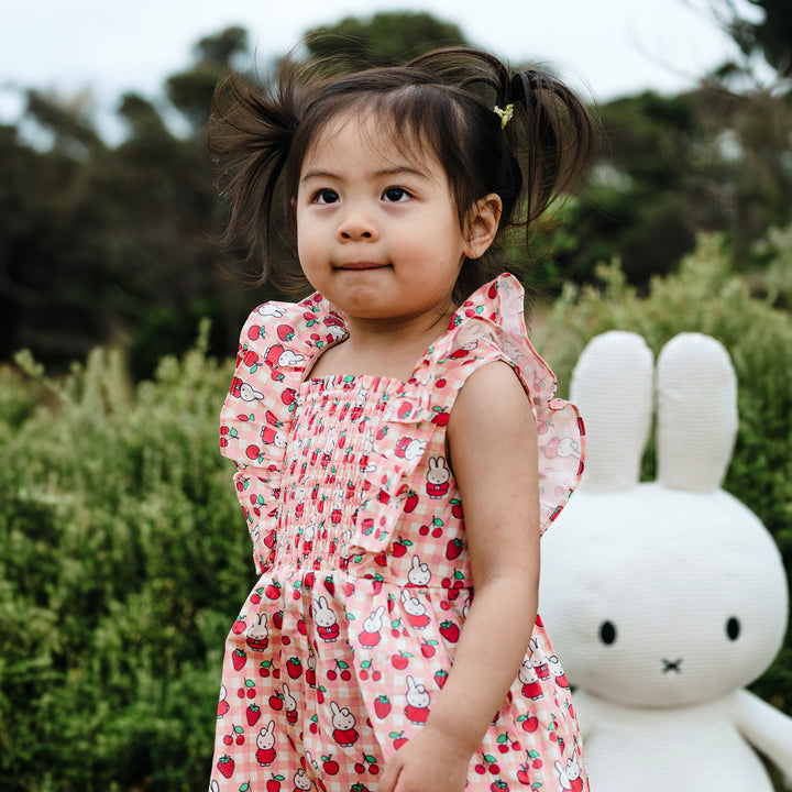 Miffy Smock Dress - Berry Check