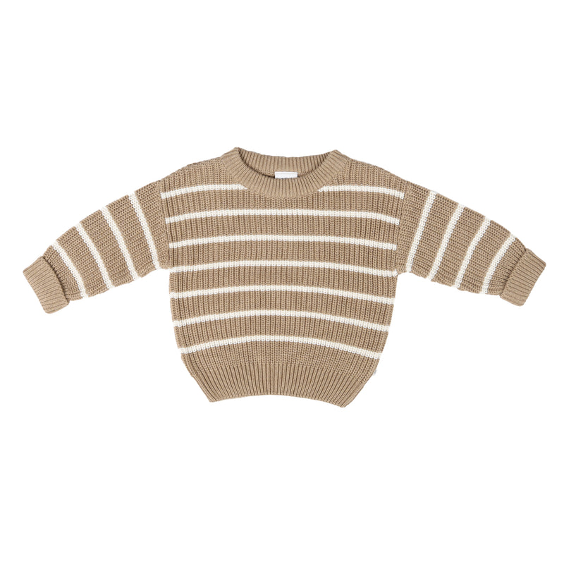 Chunky Rib Knit Jumper - Caramel Stripe