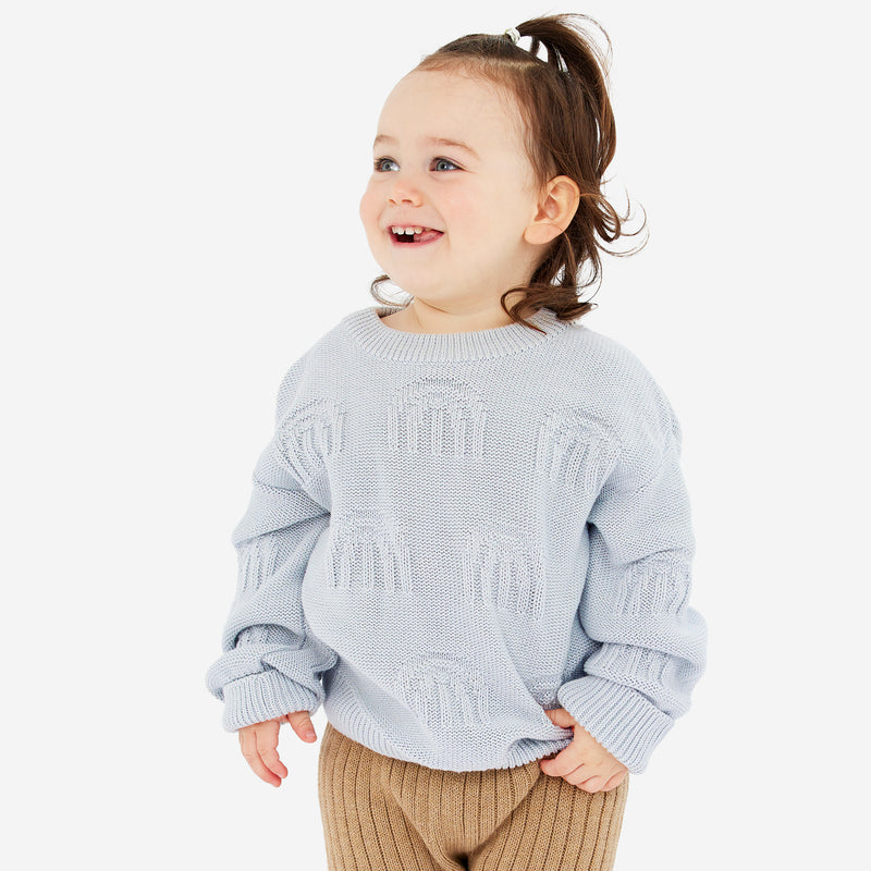 Rainbow Decorative Knit Jumper - Sky Blue Rainbow