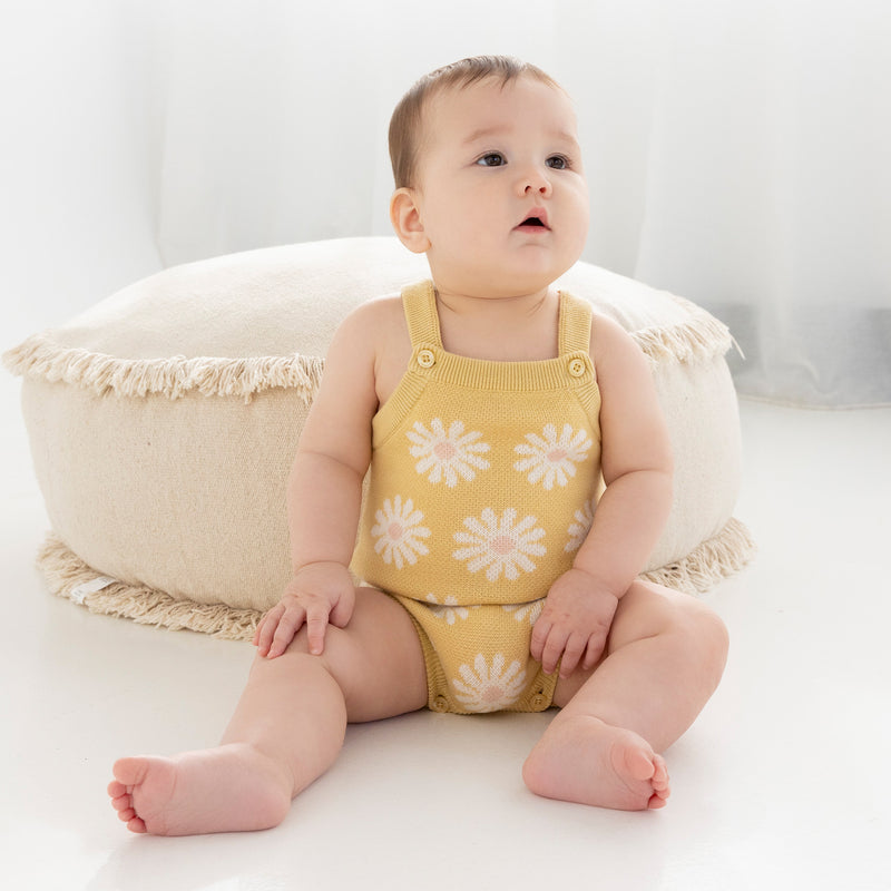 Jacquard Knit Summer Romper - Buttercup Daisy