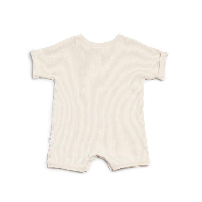 Slouchy Rib Knit Romper - Pristine