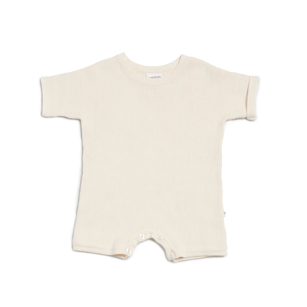 Slouchy Rib Knit Romper - Pristine