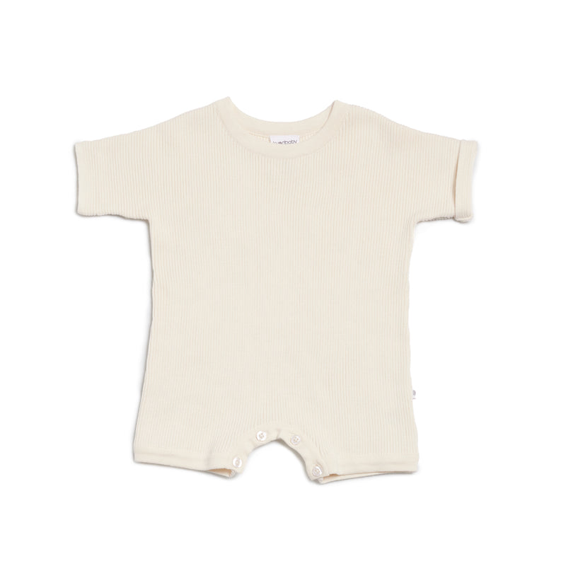 Slouchy Rib Knit Romper - Pristine