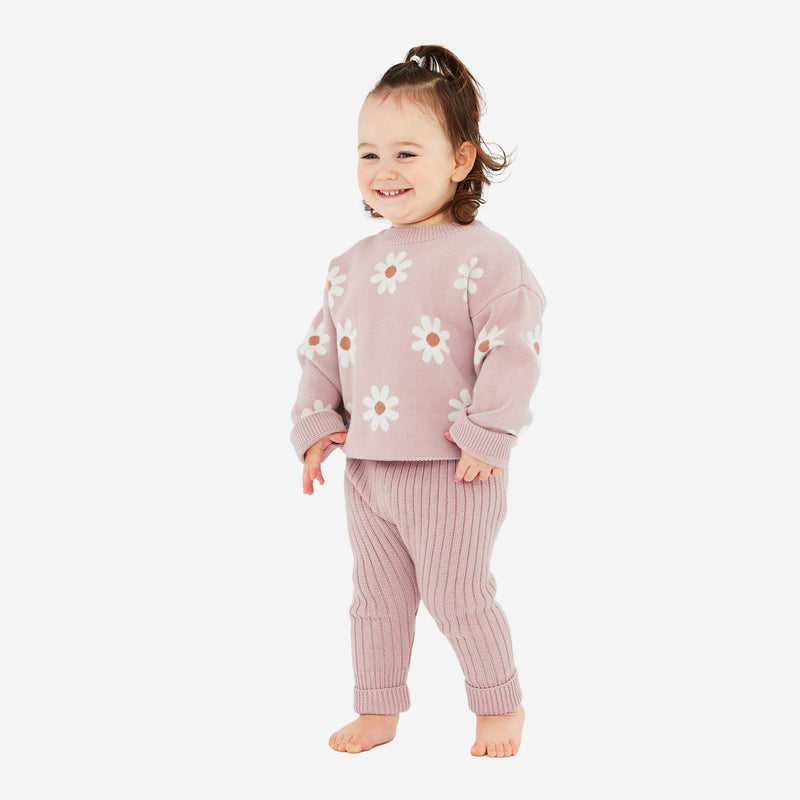 Chunky Rib Knit Pant - Dusty Lilac