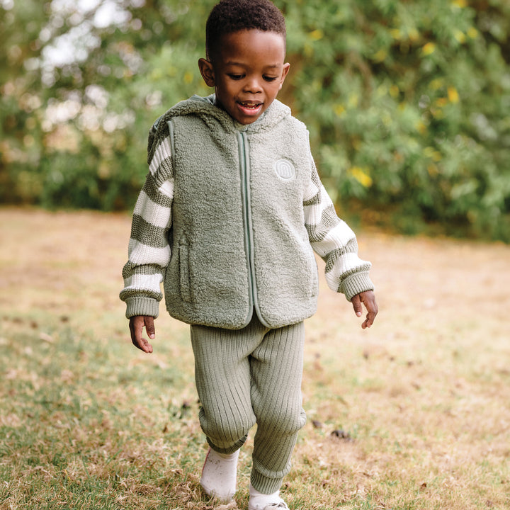 Organic Chunky Rib Knit Pant - Olive