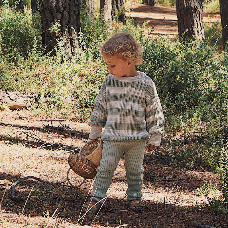Chunky Rib Knit Pant - Light Sage