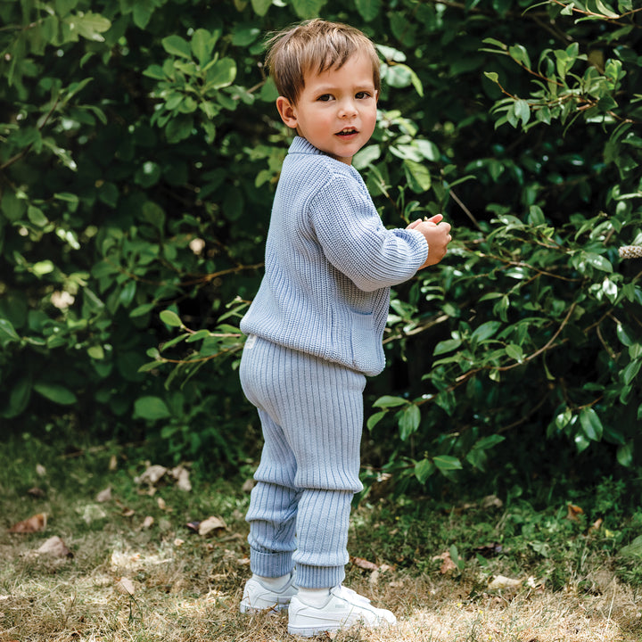 Organic Chunky Rib Knit Pant - Sky Blue