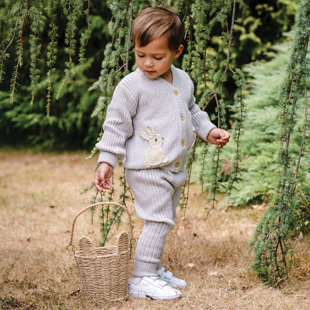 Organic Chunky Rib Knit Pant - Snow Marle