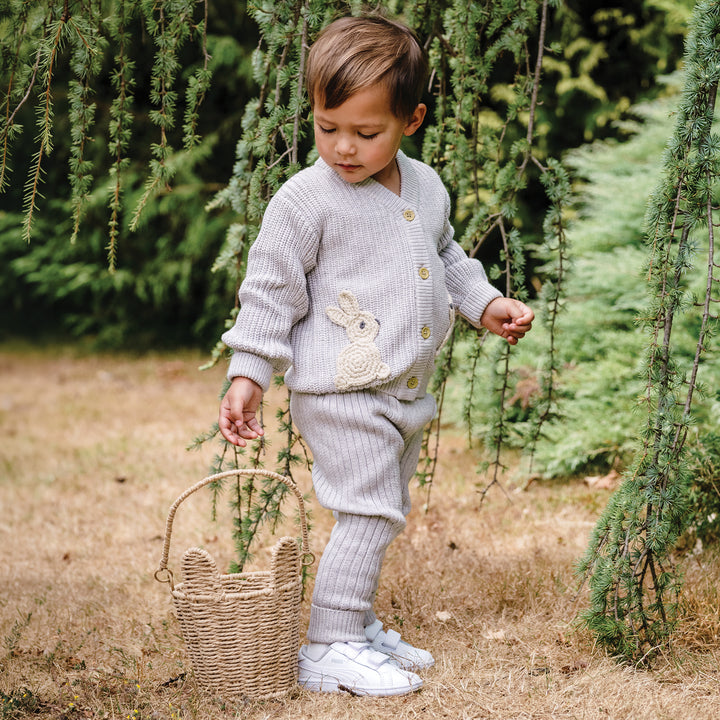 Organic Chunky Rib Knit Pant - Snow Marle