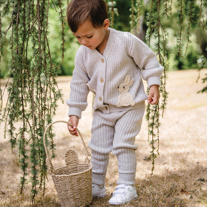 Organic Chunky Rib Knit Pant - Snow Marle