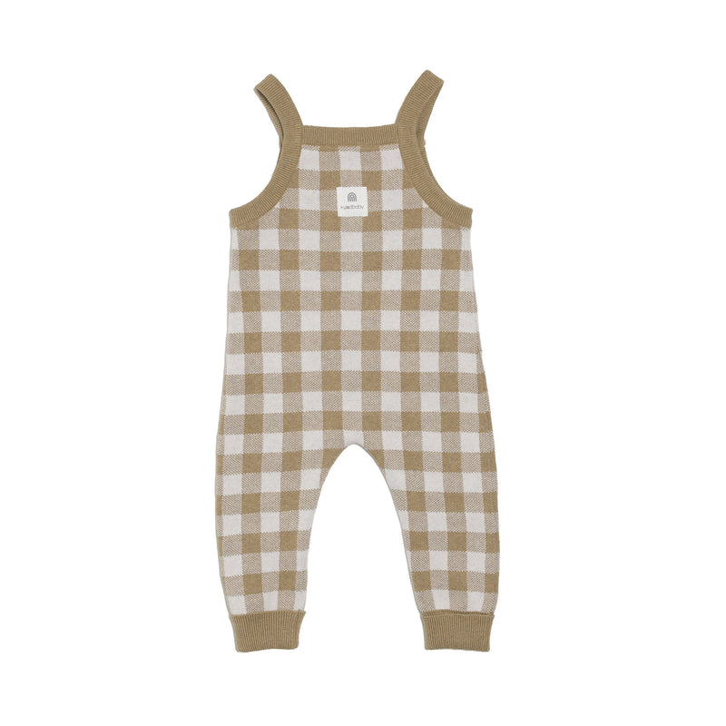 Jacquard Knit Overall - Neutral Gingham