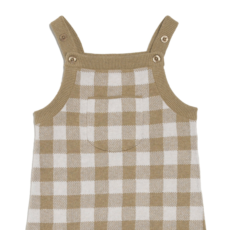 Jacquard Knit Overall - Neutral Gingham