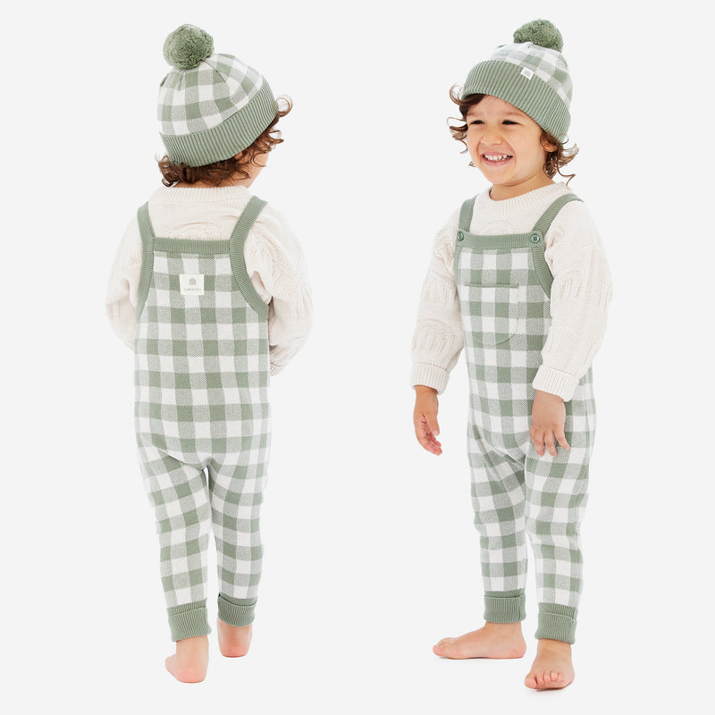 Jacquard Knit Overall - Sage Gingham