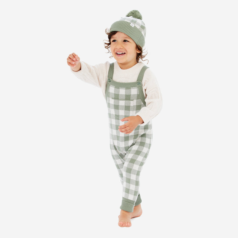 Jacquard Knit Overall - Sage Gingham
