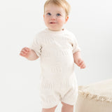 Rainbow Slouchy Knit Romper - Oatmeal Rainbow