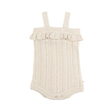 Frill Knit Summer Romper - Oatmeal Pointelle