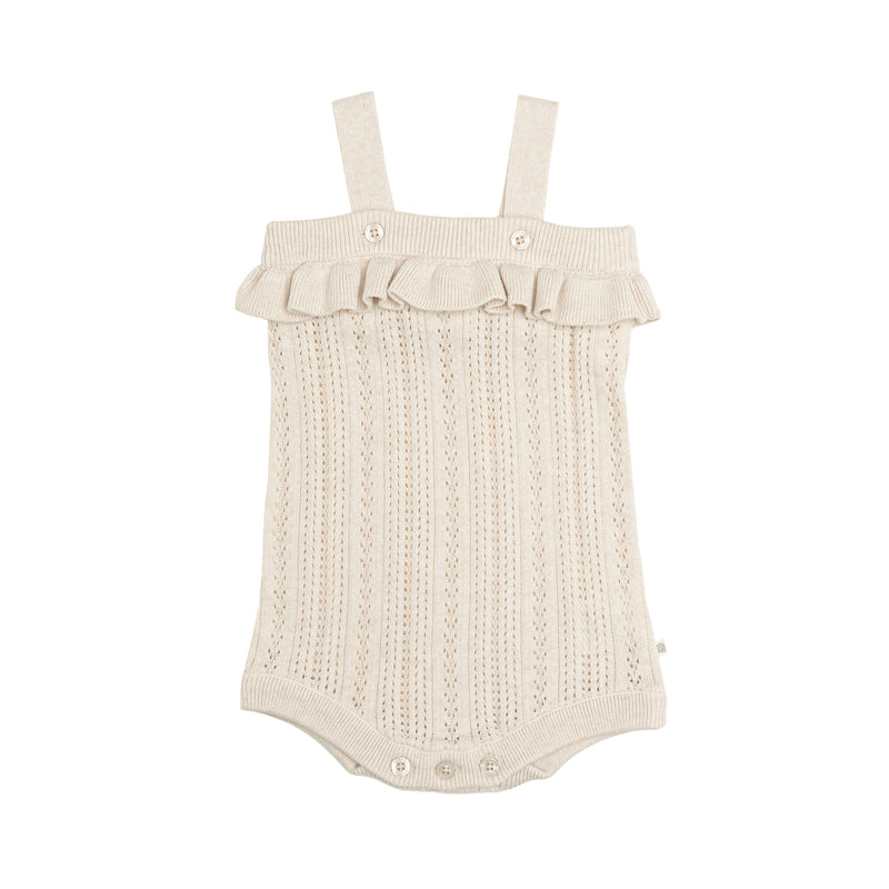 Frill Knit Summer Romper - Oatmeal Pointelle