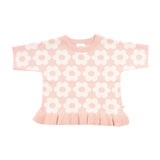 Jacquard Knit Frill Tee - Pearl