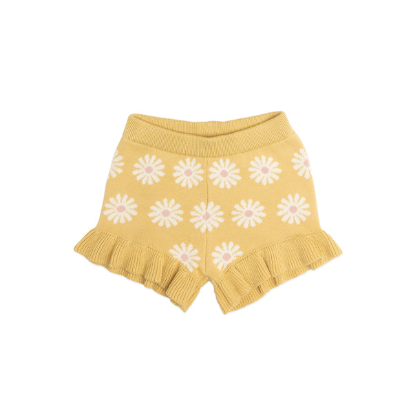 Jacquard Knit Frill Short - Buttercup Daisy