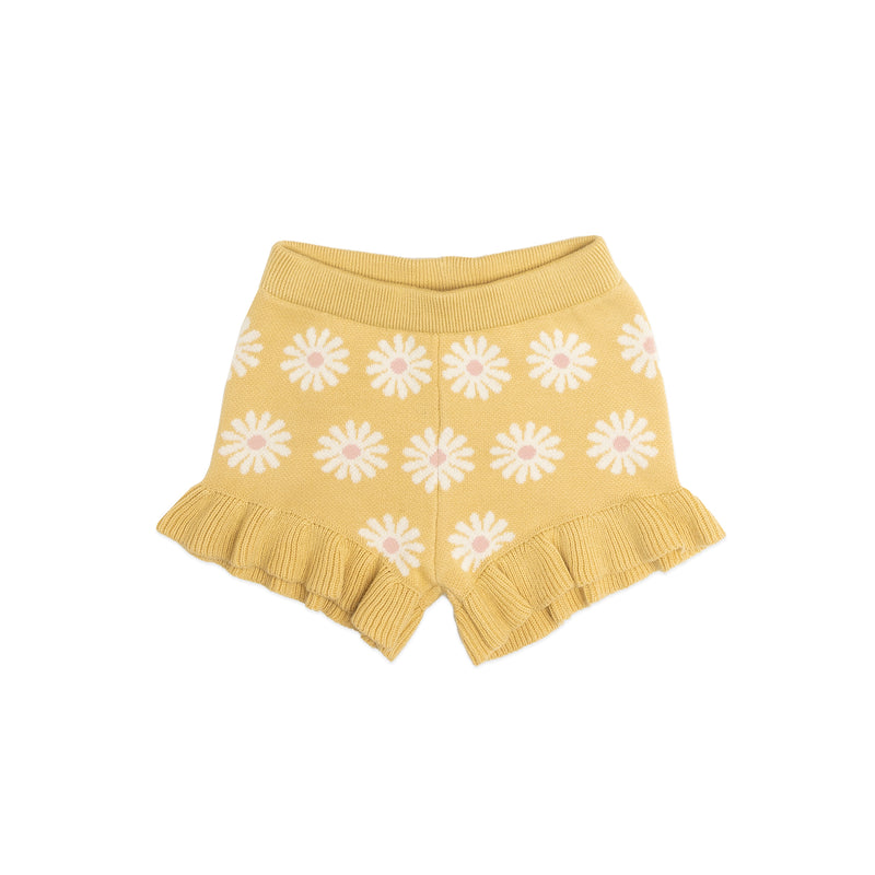Jacquard Knit Frill Short - Buttercup Daisy