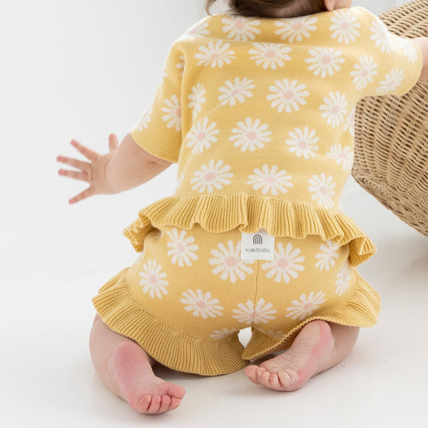 Jacquard Knit Frill Short - Buttercup Daisy