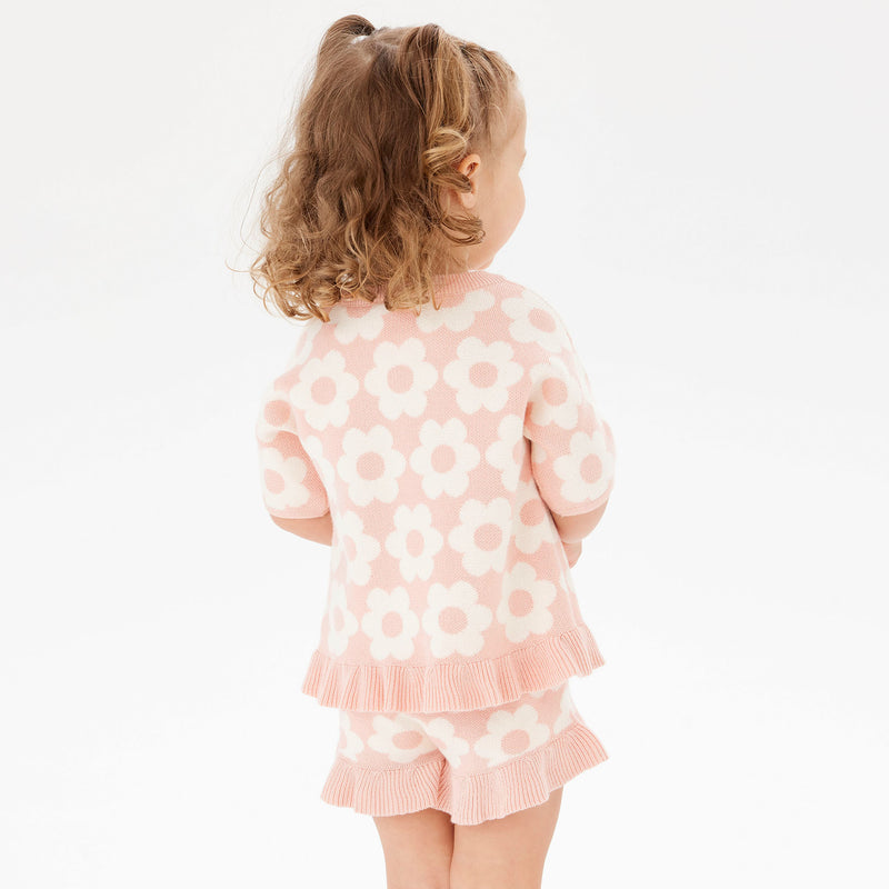 Jacquard Knit Frill Short - Pearl