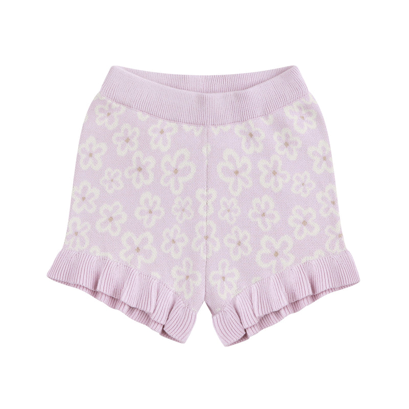Jacquard Knit Frill Short - Frangipani