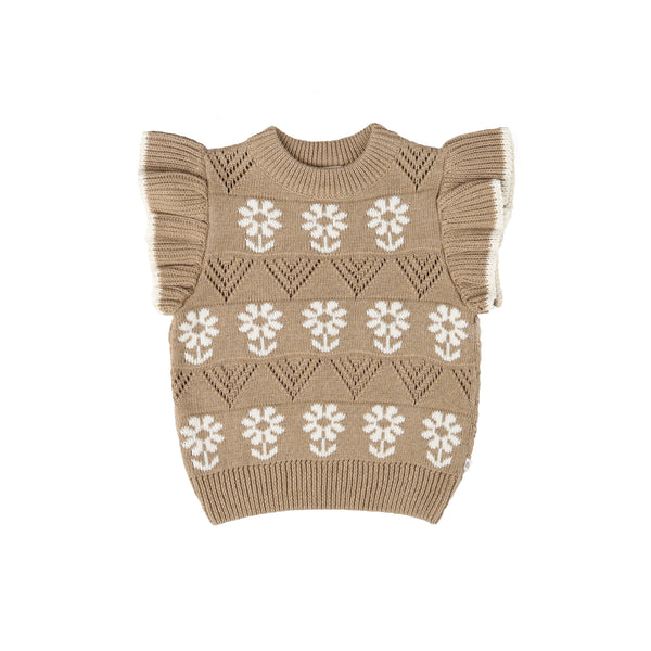 Knit Vest - Daisy Caramel