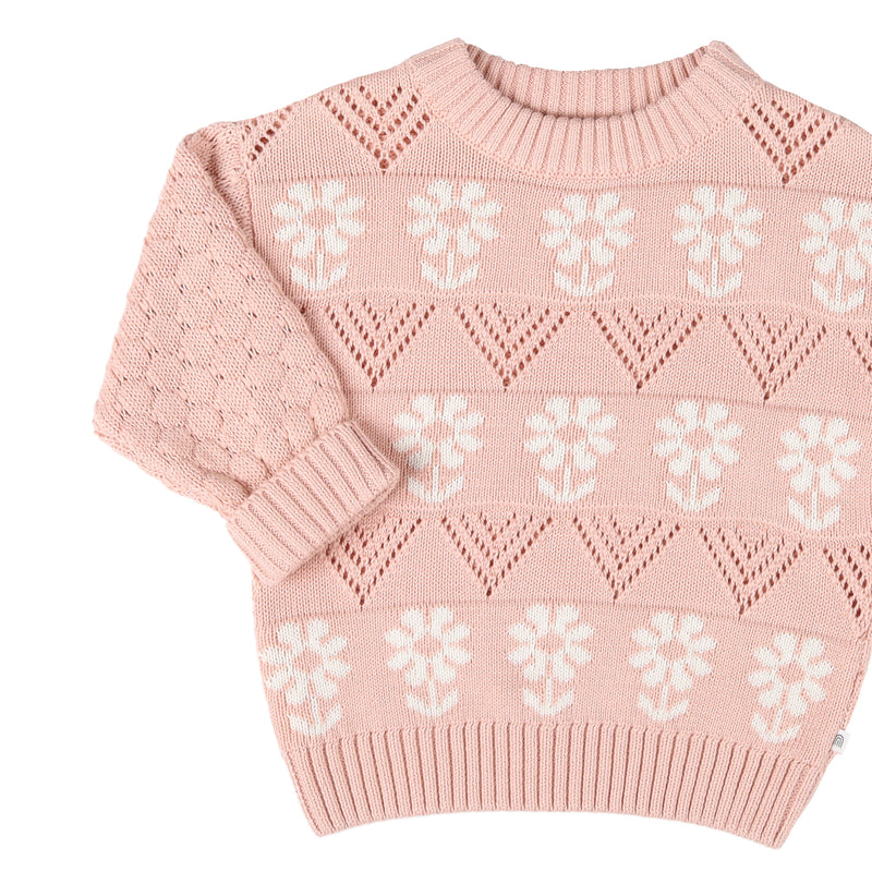 Pointelle Knit Jumper - Pink Clay