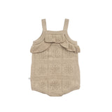 Pointelle Knit Frill Romper - Neutral
