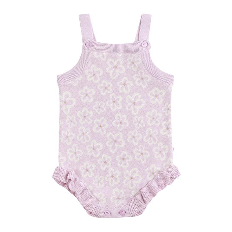 Jacquard Knit Frill Romper - Frangipani