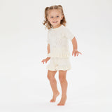 Pointelle Knit Frill Tee - Pristine