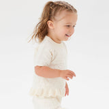 Pointelle Knit Frill Tee - Pristine