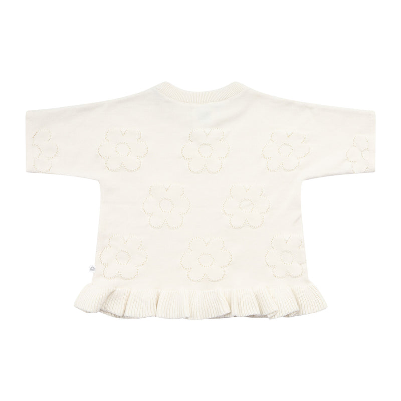 Pointelle Knit Frill Tee - Pristine