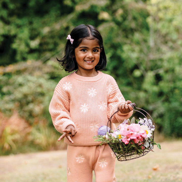 Embroidered Knit Jumper - Pearl