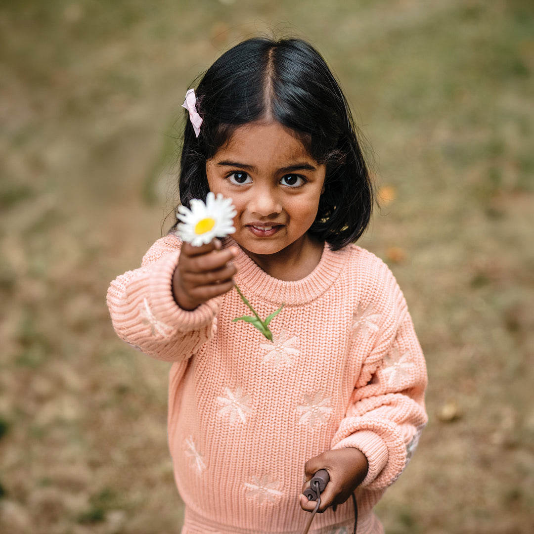 Embroidered Knit Jumper - Pearl