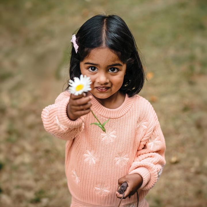 Embroidered Knit Jumper - Pearl