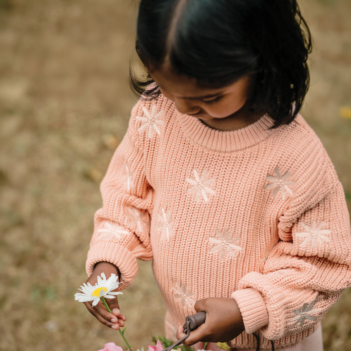 Embroidered Knit Jumper - Pearl