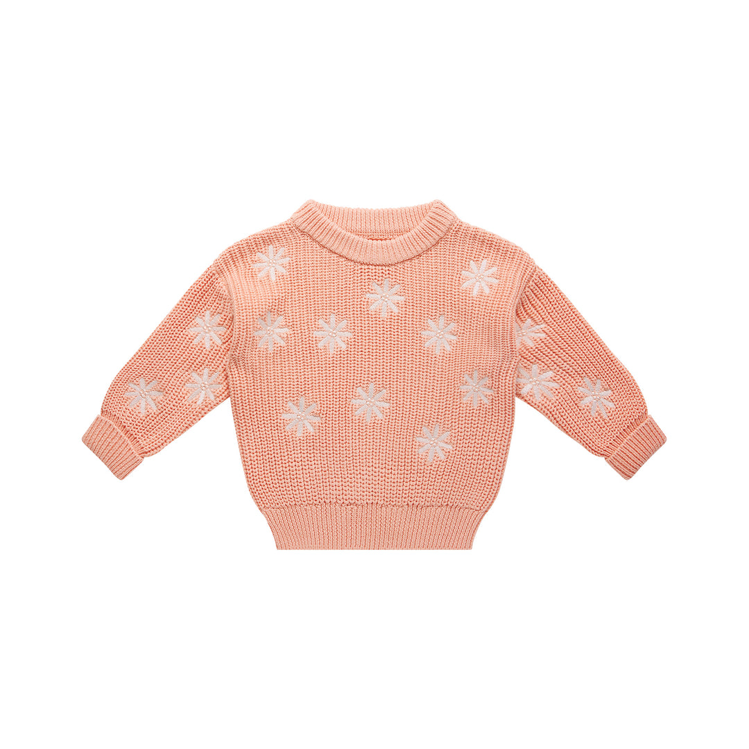 Embroidered Knit Jumper - Pearl