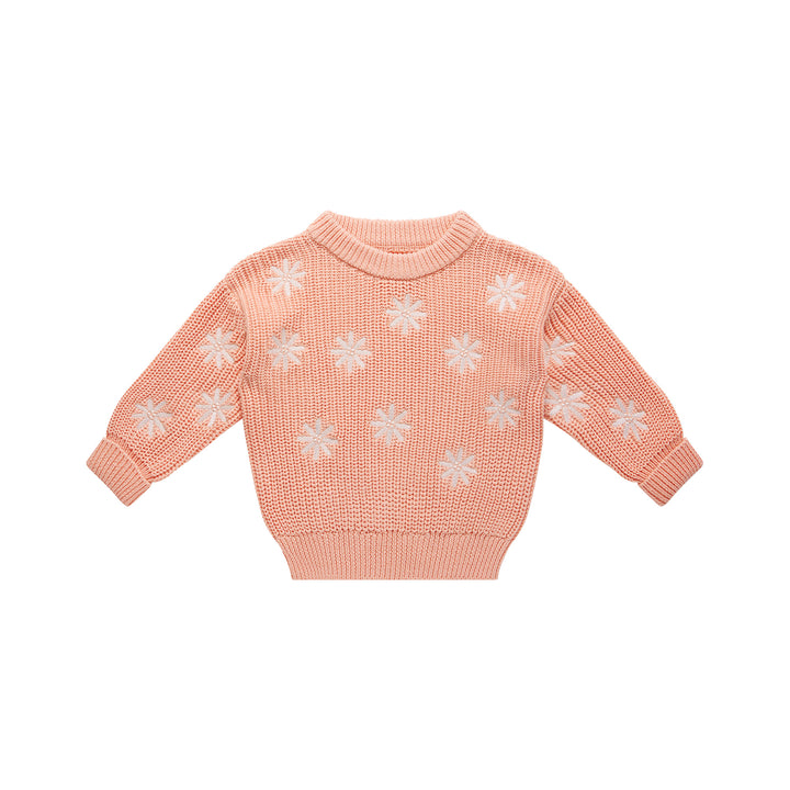 Embroidered Knit Jumper - Pearl