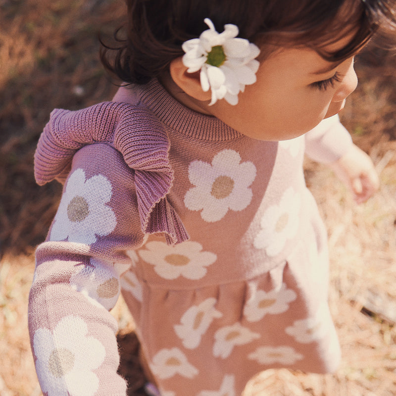 Jacquard Knit Dress - Wood Rose