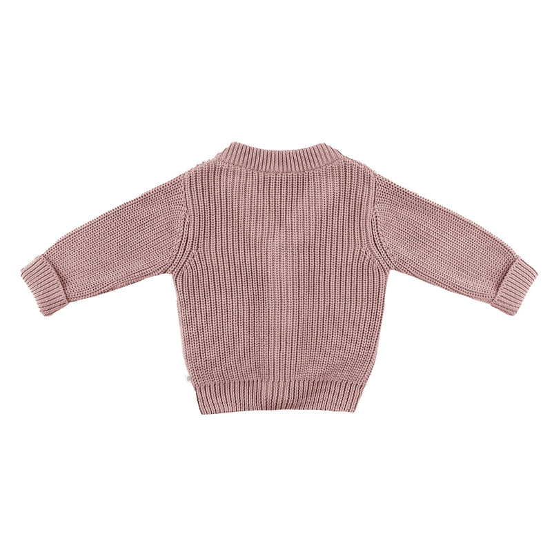 Chunky Knit Cardigan - Dusty Lilac