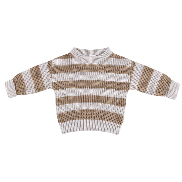 Textured Knit Jumper - Caramel Stripe