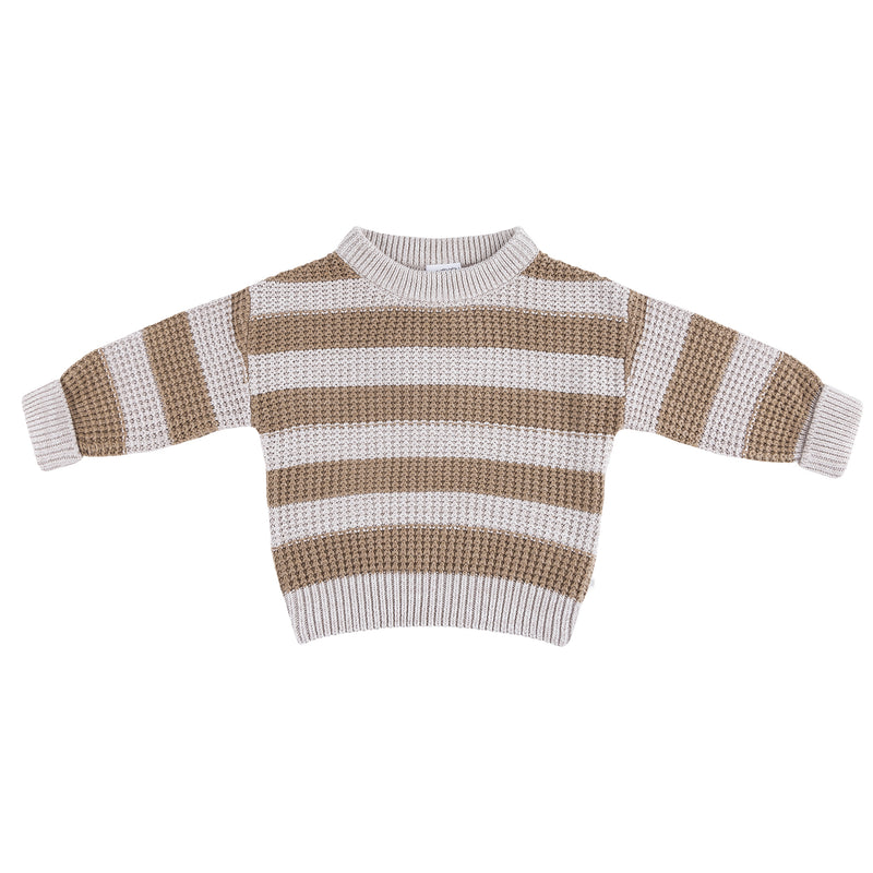 Textured Knit Jumper - Caramel Stripe