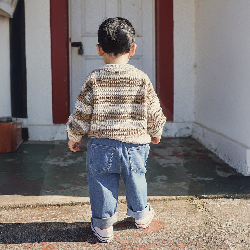 Textured Knit Jumper - Caramel Stripe