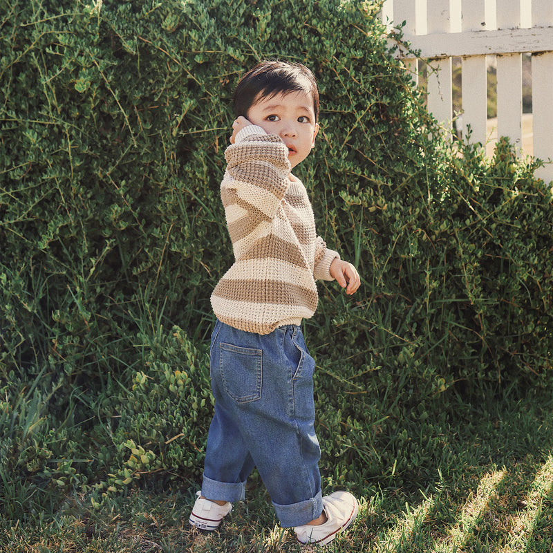 Textured Knit Jumper - Caramel Stripe